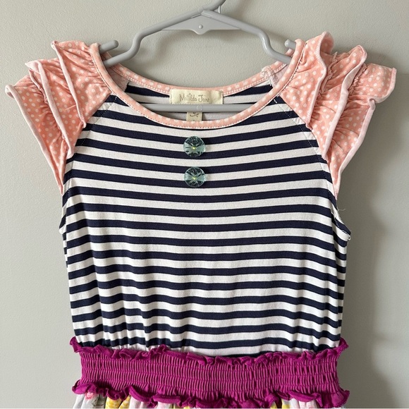 Matilda Jane Sz 6 Gummi Fruits Dress Happy and Free Fruiti Floral Stripes - Picture 2 of 10